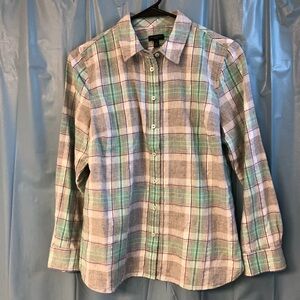 Talbots women's plaid button-down cotton shirt